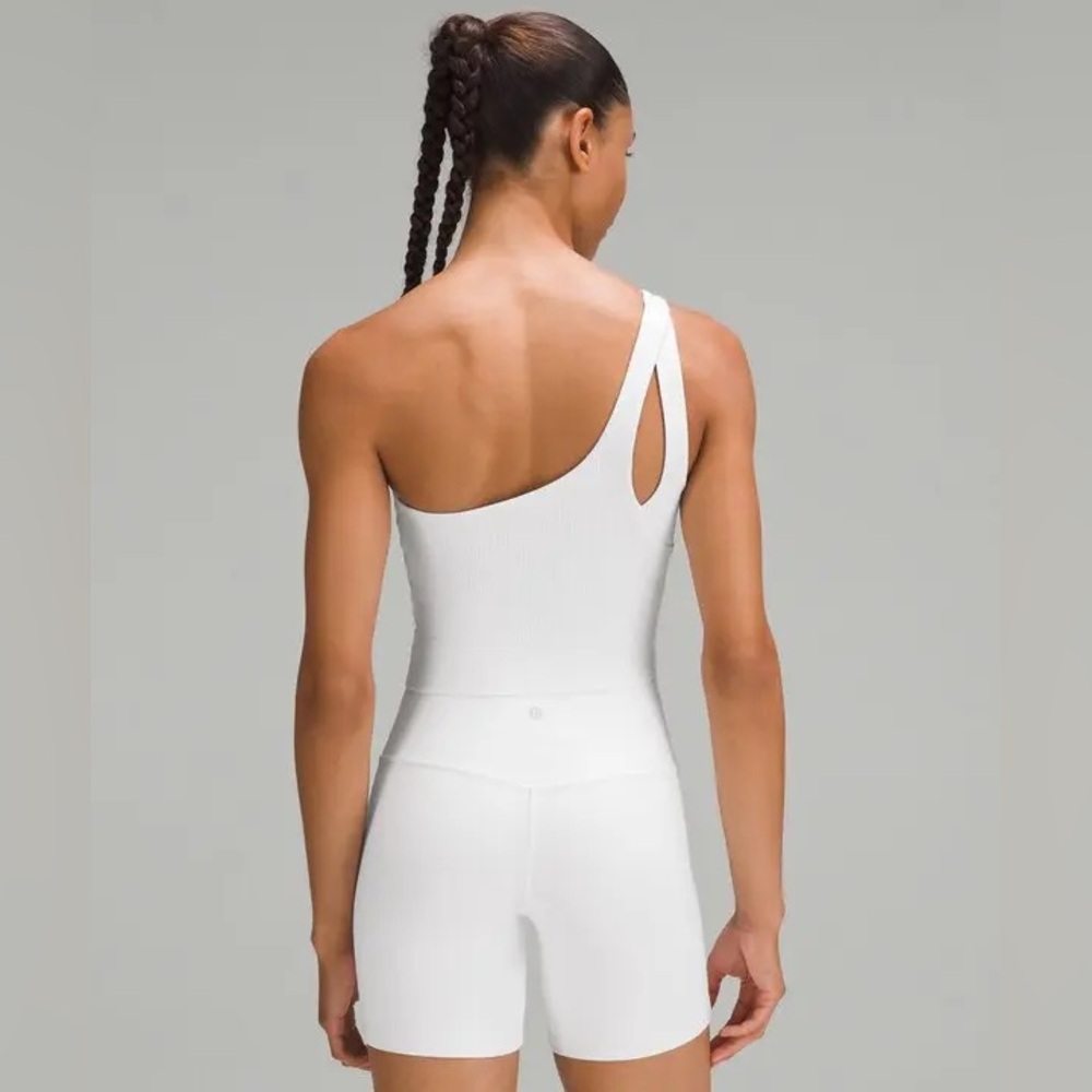 Lululemon Ribbed Nulu Asymmetrical Yoga Tank Top in White Size 2 - Picture 11 of 12